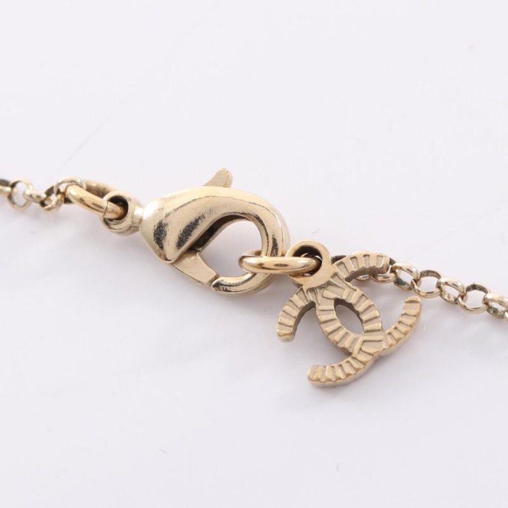 Chanel Necklace CC Logo Gold Pink White - Picture 4 of 7